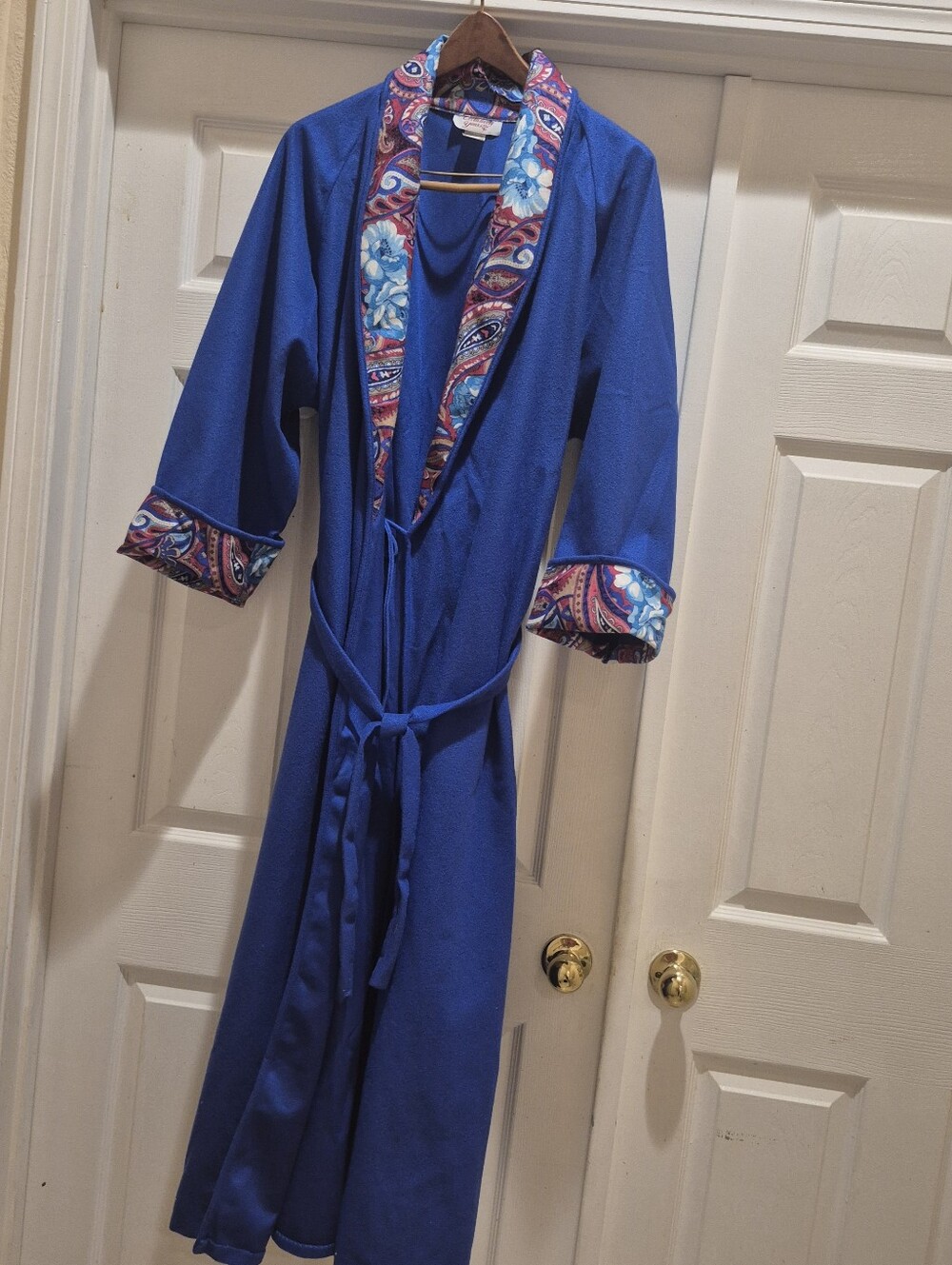 Women's VTG Robe by Exclusively Yours Royal Blue Long Sleeve Full Length Large.